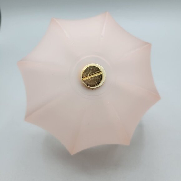 Fenton Pink Satin Glass Umbrella Shaped Trinket Candy Dish Brass Handle - Picture 6 of 6